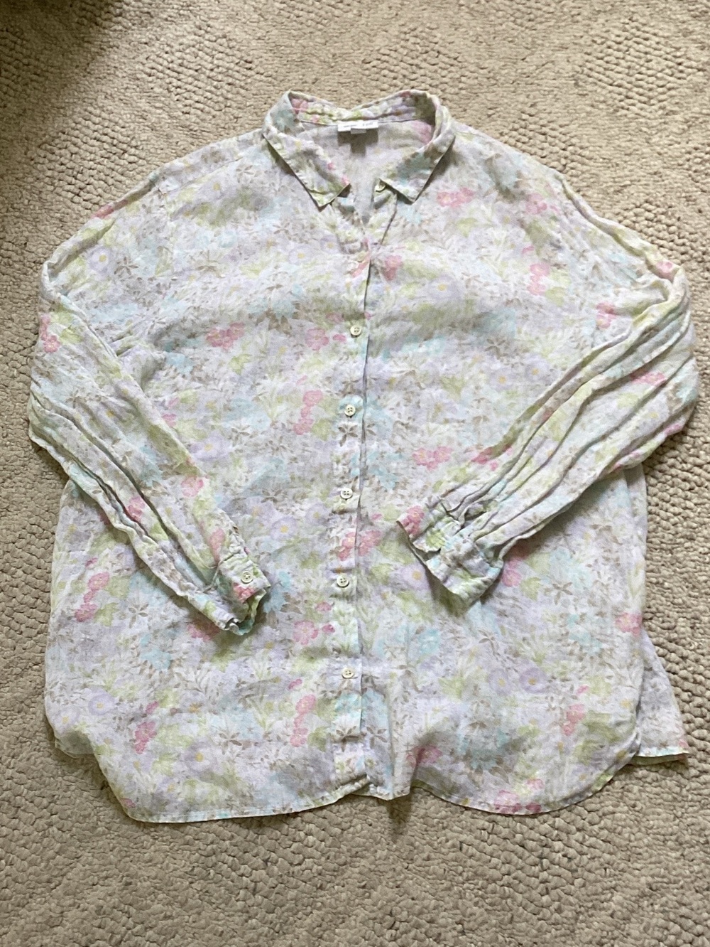 J Jill Love Linen blouse Cottagecore Lagenlook Soft girl Grannycore L Missy - Picture 3 of 7